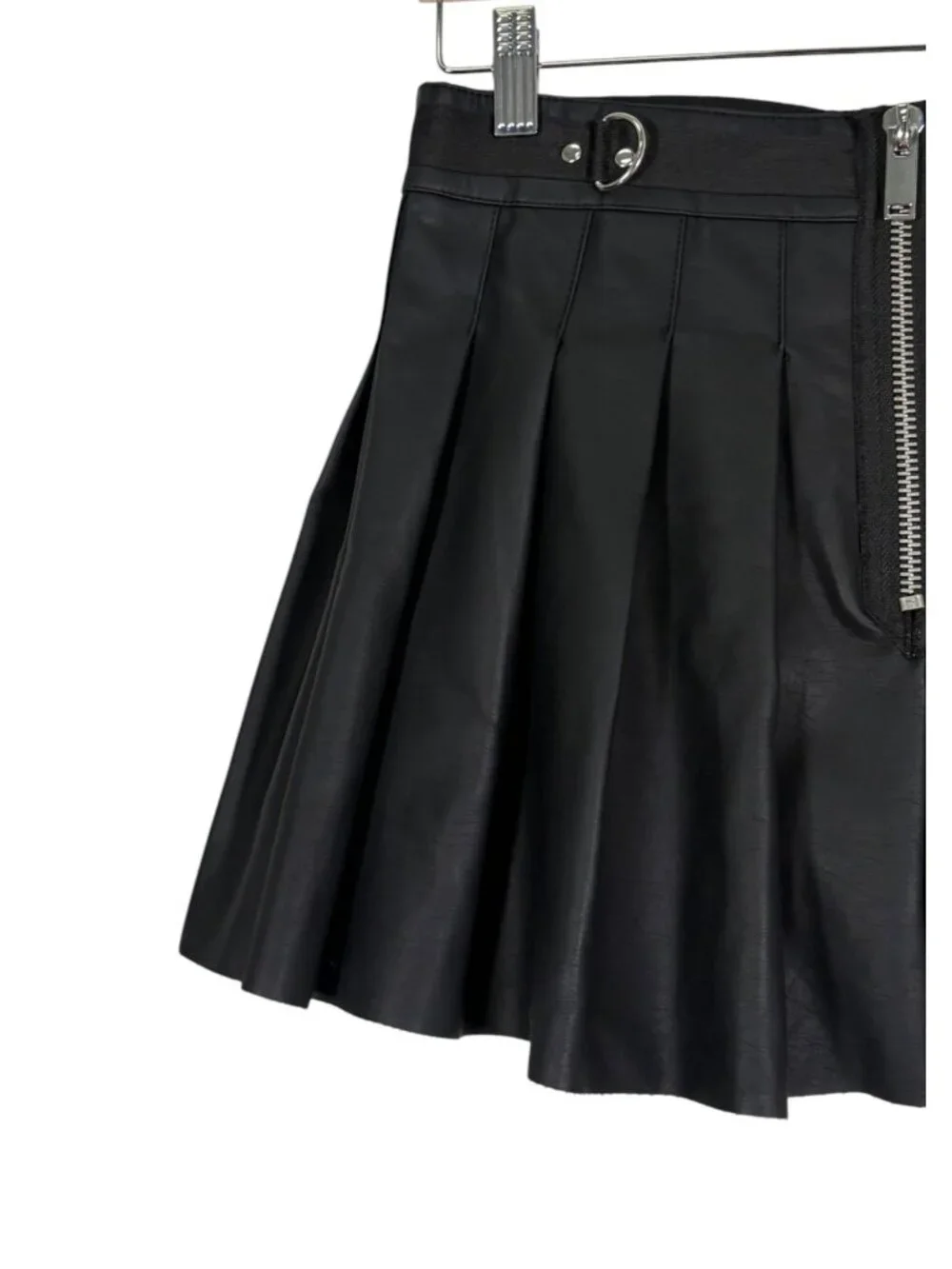 Current Mood Dolls Kill Faux Leather PLeated Mini Skirt in Black Size Small